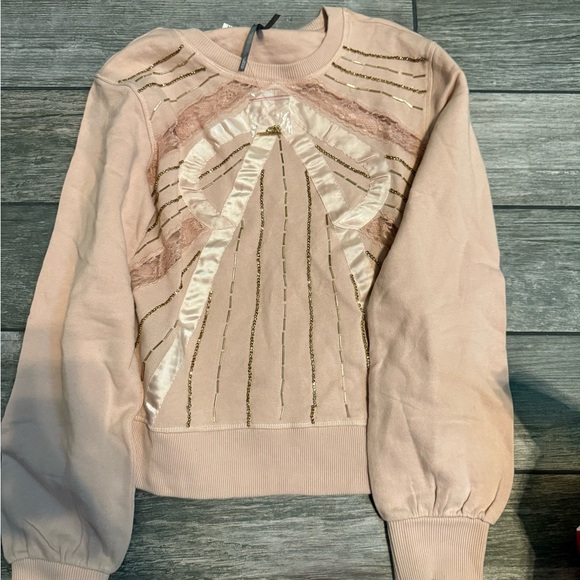 New Anthropologie Beaded Bow Sweatshirt - Picture 4 of 5